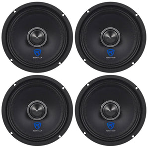 (4) Rockville RXM68 6.5" 600w 8 Ohm Mid-Bass Drivers Car Speakers, Mid-Range