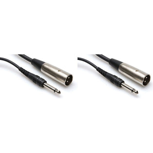 2 Hosa PXM110 1/4" TS To XLR Male10 Foot Unbalanced Audio Cables