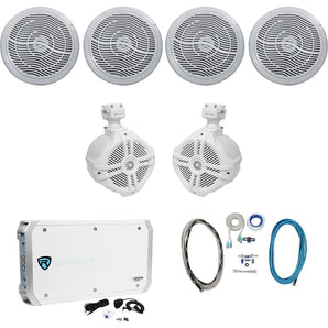(4) Rockville RMC80W 8" 1600w Marine Boat Speakers+(2) Wakeboards+Amp+Wire Kit