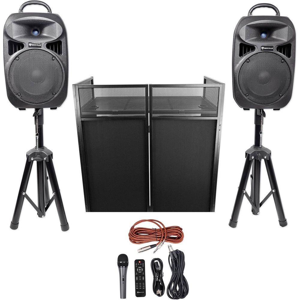 8" Speakers+Stands w/Bluetooth+Booth For Backyard Party Movie Night