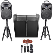8" Speakers+Stands w/Bluetooth+Booth For Backyard Party Movie Night