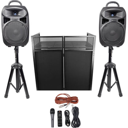 8" Speakers+Stands w/Bluetooth+Booth For Backyard Party Movie Night