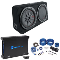 48TCWRT122 12" Slim Subwoofer + Amplifier + Wire Kit Bundle