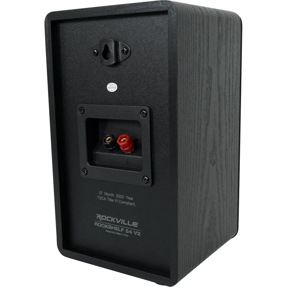 RockShelf 54B Black 5.25" Home Bookshelf Speakers w/37" Stands
