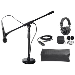 Audio Technica 1-Person PC Podcasting Podcast Microphone+Boom Stand+Headphones