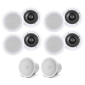 (8) Rockville HC655 6.5" 500 Watt In-Ceiling Home Theater Speakers+JBL Subwoofer