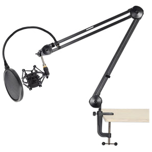 Samson MBA38 38" Microphone Boom Arm Podcast Mic Stand+Pop Filter+ShockMount