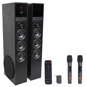 Rockville TM150B Home Theater Tower Speakers+10" Sub/Bluetooth+JBL Wireless Mics