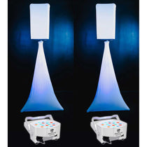 2 Rockville White 15" PA DJ Speaker Covers+Scrims+Stands+Lights 4 Wedding Church