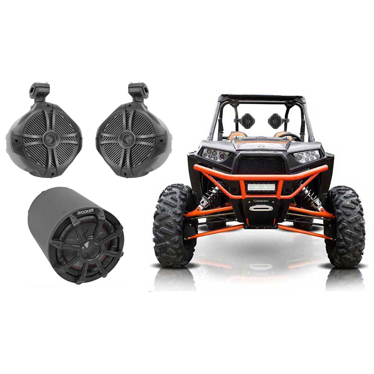 46CWTB84 8" Subwoofer In Enclosure+(2) 8" Tower Speakers RZR/ATV/UTV