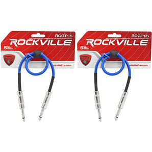 2 Rockville RCGT1.5BL 1.5'  1/4" TS to 1/4'' TS Guitar/Instrument Cable