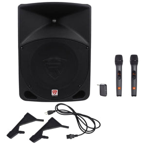 Rockville RPG10 10" 600w Powered 2-Way DJ PA Speaker+2) JBL Wireless Microphones