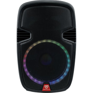 Rockville RAM-PRO15 15" Portable Rechargeable PA DJ Bluetooth Speaker+2 Mics+LED