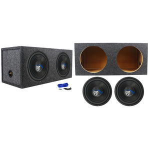 (2) Rockville K5 W12K5S4 12" 1400 Watt Car Subwoofers+Sealed Sub Box Enclosure