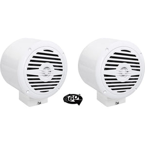 (2) Rockville 5.25" 360° Swivel White Aluminum Surface Mount Boat Speakers