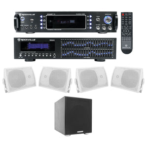 Rockville Home Theater Bluetooth Receiver+EQ+ (4) Speakers + 8 inch Subwoofer Sub