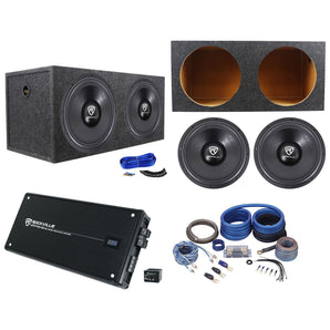 (2) Rockville W15K6D4 V2 15" 8000w Subwoofers+Sealed Box+Mono Amplifier+Amp Kit