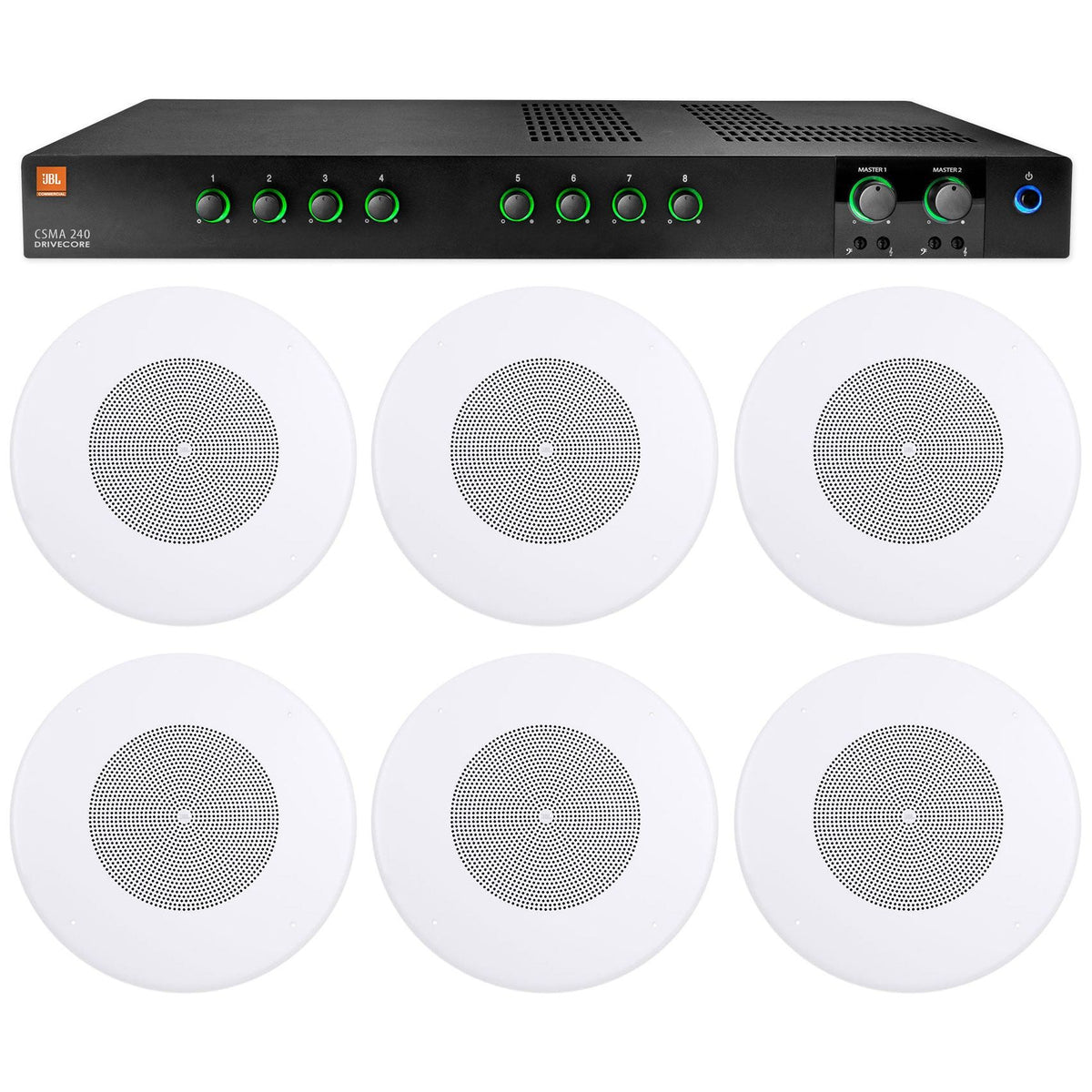 CSMA240 2 x 40W Amplifier + (Qty 6) 8" Ceiling Speaker Package