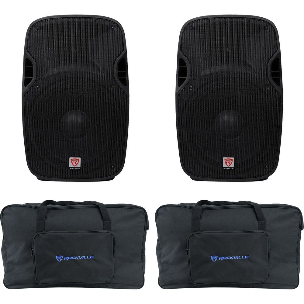 (2) SPGN158 15" Passive 1600W DJ PA Speakers + Padded Speaker Bags