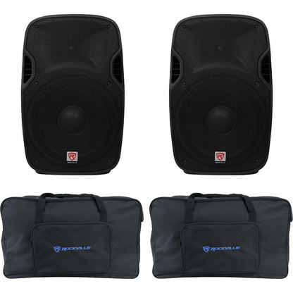 (2) SPGN158 15" Passive 1600W DJ PA Speakers + Padded Speaker Bags