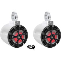 8" LED 900 Watt 360 Degree Swivel Chrome Wakeboard Tower Speakers