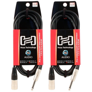 2 Hosa HPX-010 XLR To 1/4" TS 10 Foot Unbalanced Cables