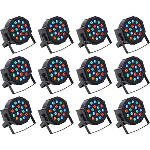 (12) Rockville RockPAR50 LED RGB Compact Par Can DJ/Club DMX Wash Lights