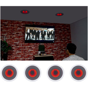 (4) Rockville HC85-LED 8" 700 Watt In-Ceiling Home Theater Speakers w/ Red LED