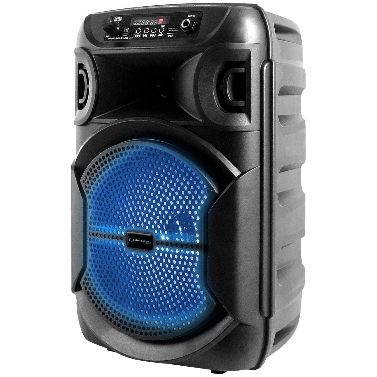 Technical Pro BOOM8 Rechargeable 8" LED Party Speaker w/Bluetooth/USB+Microphone
