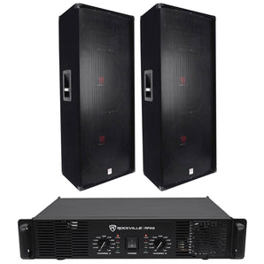 (2) Rockville RSG15.24 Dual 15” PA Speakers + Rockville RPA9 Power Amplifier Amp