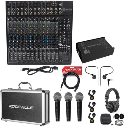 1642VLZ4 16-Channel Mixer, DI Box, In-Ear Monitors, (3) Mics & Headphones