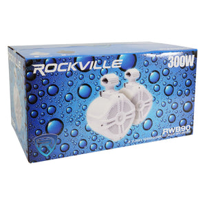 (6) Rockville RWB90B Black 8" Marine Wakeboard Swivel Tower Speakers+Amplifier