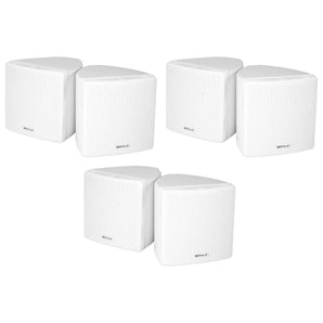 (6) Rockville Cube 3.5" 30w RMS White Home Theater Wall Speakers+Swivel Brackets