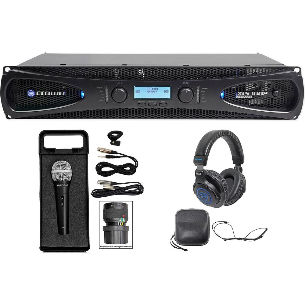 Crown Pro XLS1002 XLS 1002 700 Watt DJ/PA Power Amplifier Amp+Headphones+Mic