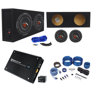 (2) Rockville W10T4-S2 10" Shallow Subwoofers+Sealed Box+Mono Amplifier+Amp Kit