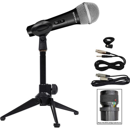 Dynamic Microphone + Desktop Tripod Stand and Cables Bundle