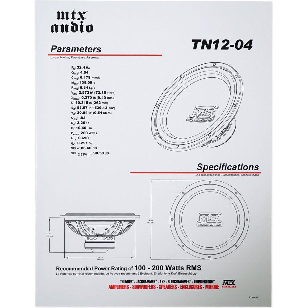 (2) MTX Terminator TN12-04 12" Car Subwoofers