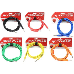 6 Rockville 10' 1/4'' TRS to 1/4'' TRS  Cable 100% Copper (6 Colors)
