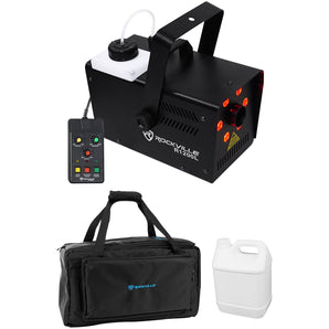 Rockville R1200L Fog/Smoke Machine w LED Lights/Strobe+2 Remotes+Waterproof Bag