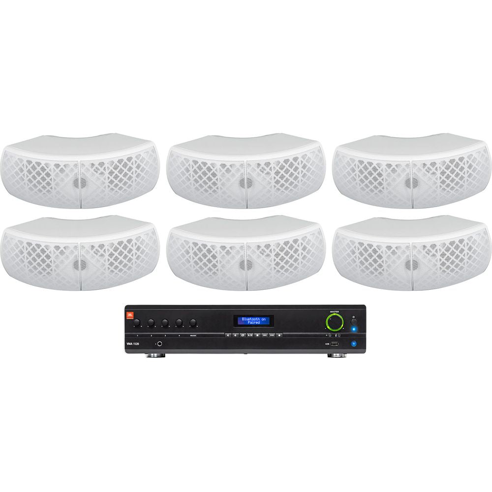 VMA1120 Commercial Amplifier + (6) WET-D4 Dual 4" White Wall Speakers