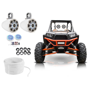 (2) KICKER 6.5" LED Tower Speakers+2) 6.5 Speakers For Polaris RZR/ATV/UTV/Cart