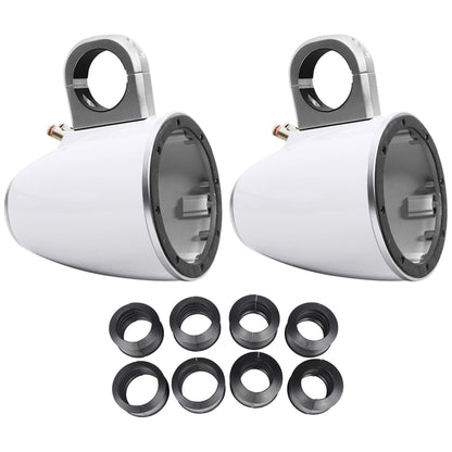 Pair 8" White Marine Wakeboard Tower Enclosures with Adapter Pack