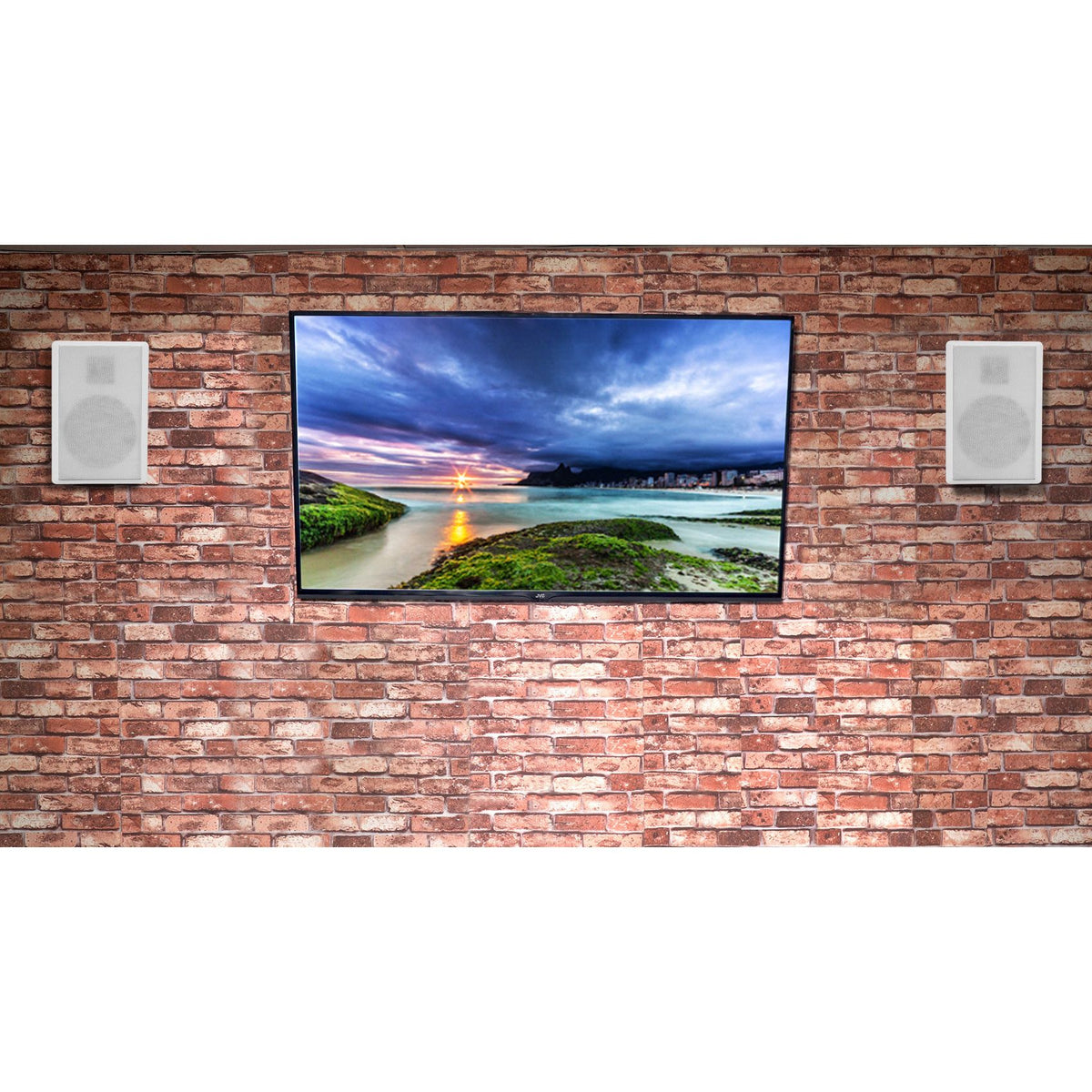 4000W Bluetooth DVD Receiver with (1) Pair 5.25" White Wall-Mount Speakers