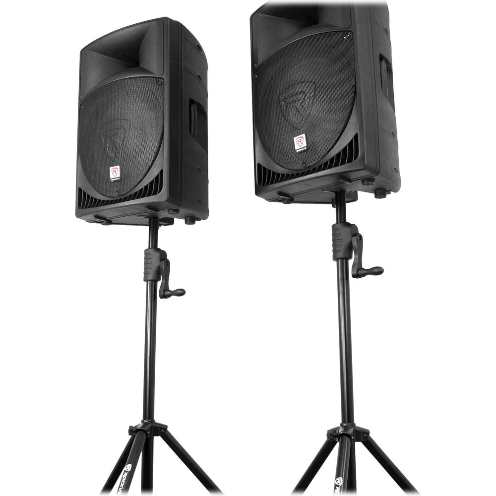 (2) SPGN104 10" Passive 800W DJ PA Speakers+Crank-Up Speaker Stands