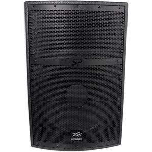 (2) Peavey SP 2 SP2 2000w 15" DJ PA Speakers+Rolling Bags+Stands+Mic+Headphones