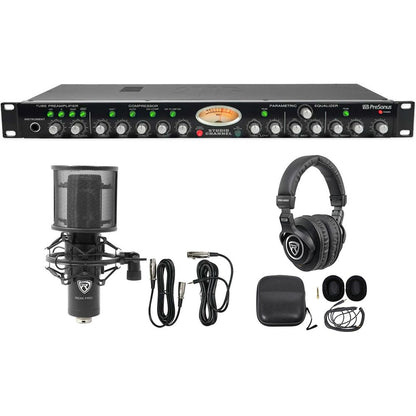 StudioChannel Tube Mic Preamp with RCM PRO Condenser Mic and Headphones