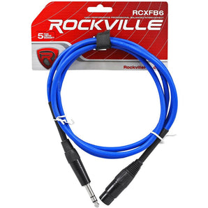 4 Rockville 6' Female Rean XLR to 1/4'' TRS Cables (2 Red and 2 Blue)
