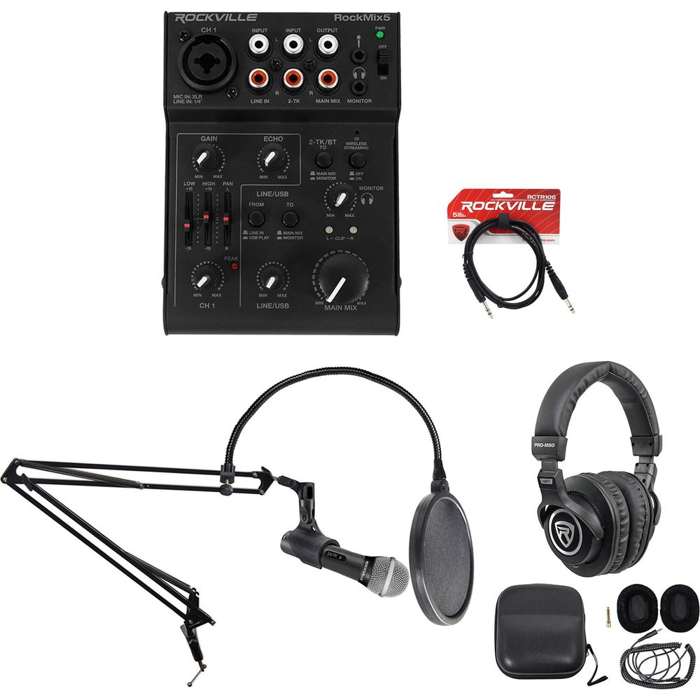 1-Person Gaming Twitch Live Stream Recording Kit Mic+Boom+Headphones