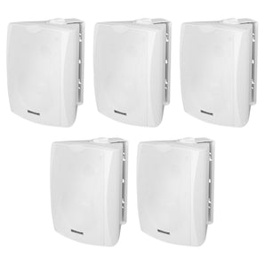 5) Rockville WET-5W 70V 5.25" IPX55 White Commercial Indoor/Outdoor Wall Speakers
