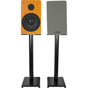 Pair Rockville RockShelf 58C Classic 5.25" Home Bookshelf Speakers w/29" Stands